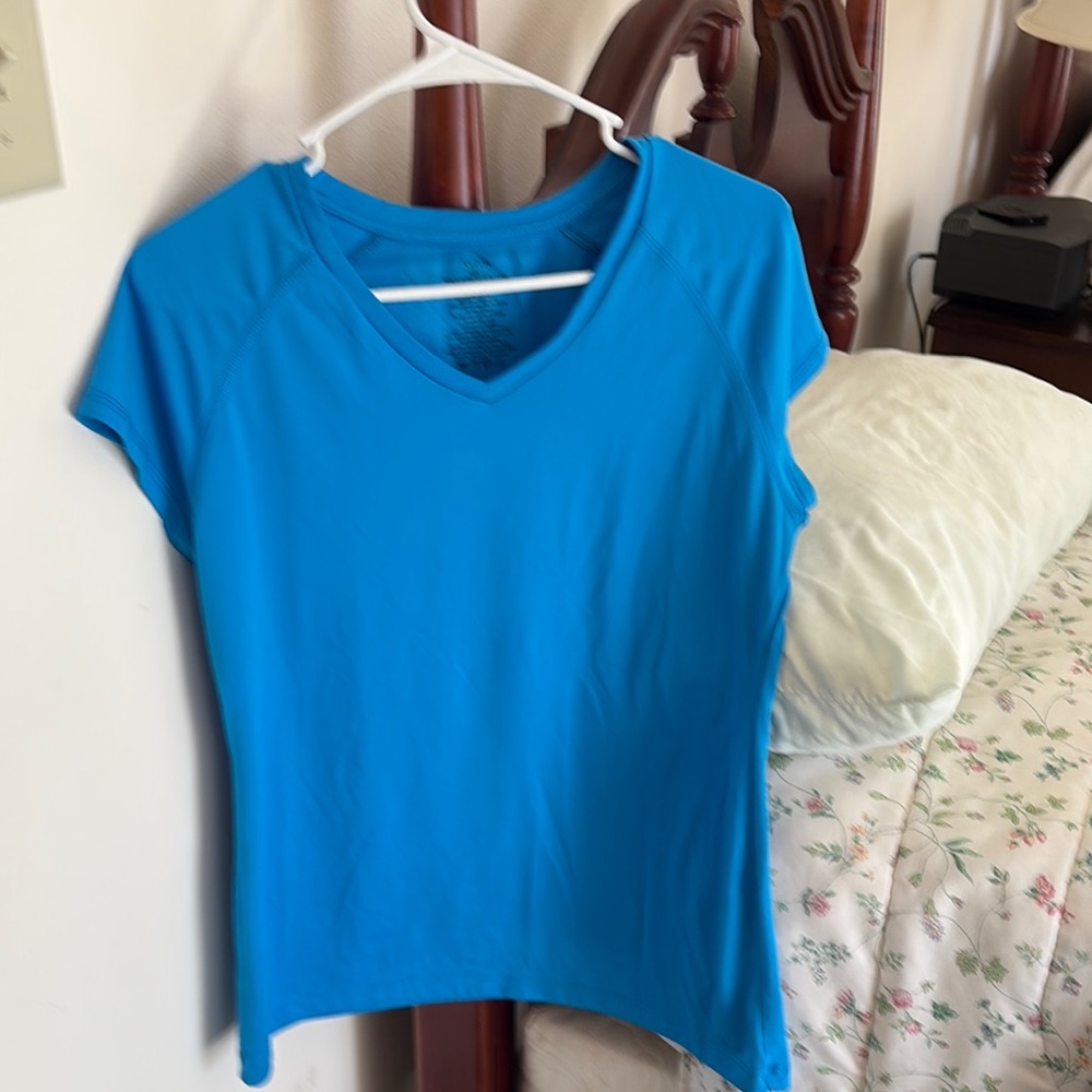 Aviva Stanoff Blue Cap Sleeve T-Shirt